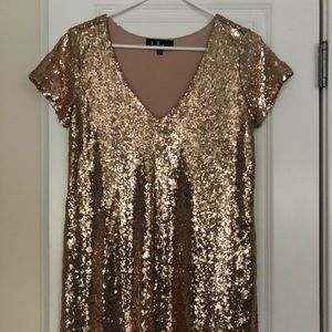 Lulus light up the night champagne sequin dress